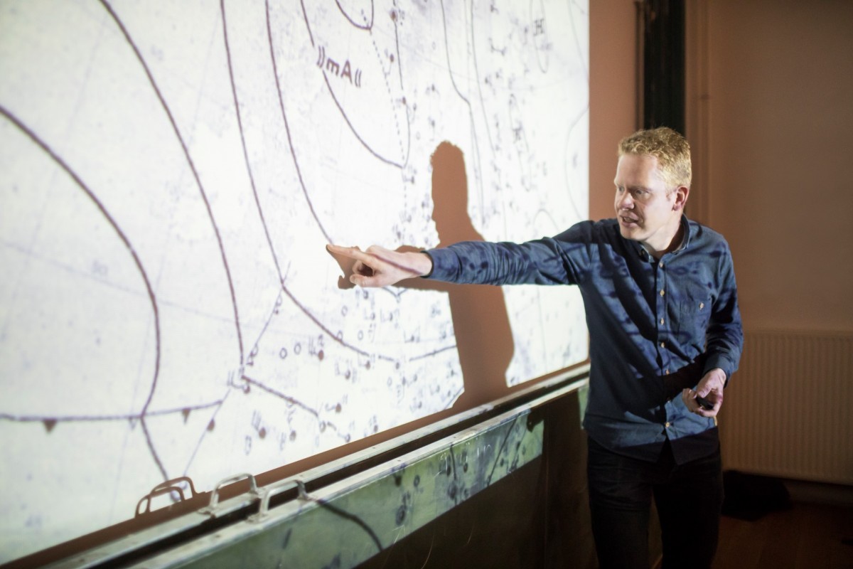 NOS-weerman Peter Kuipers Munneke geeft een lezing over het weer op Sonnenborgh