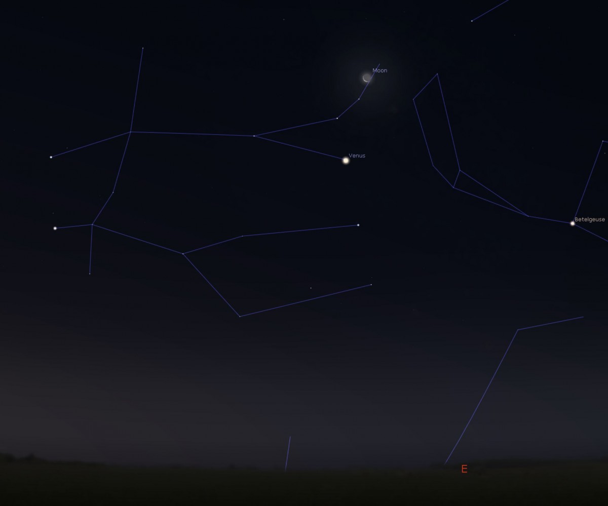 Kaartje de maan bij Venus