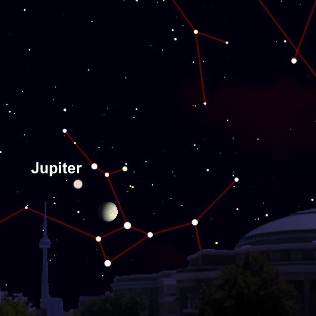 samenstand jupiter en maan_foto allesoversterrenkunde