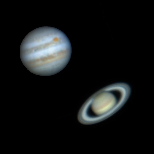 De planeten Jupiter en Saturnus, Foto's Nigel Howe