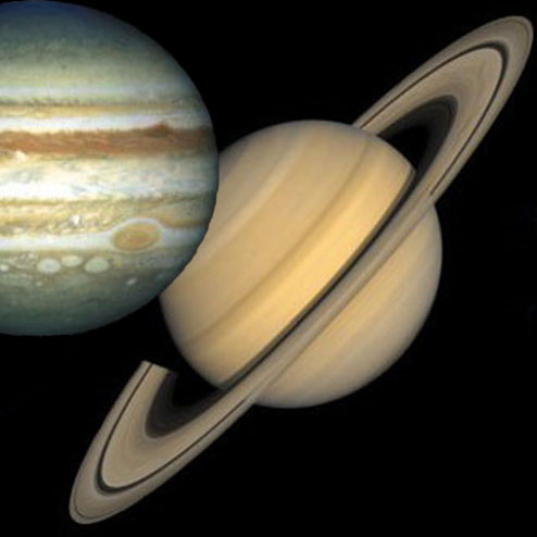 Jupiter en Saturnus. Foto: NASA-GSFC