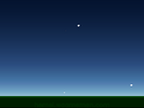 De Maan staat bij Venus. Klik op 'Lees meer' voor een grotere versie. Kaartje