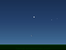 De Maan bij Jupiter. Klik op 'Lees meer' voor een grotere versie. Kaartje