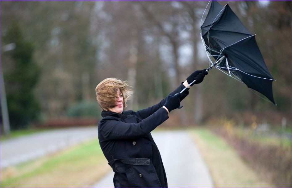 Paraplu in de wind